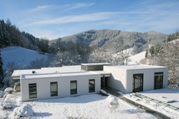 library building covered with snow